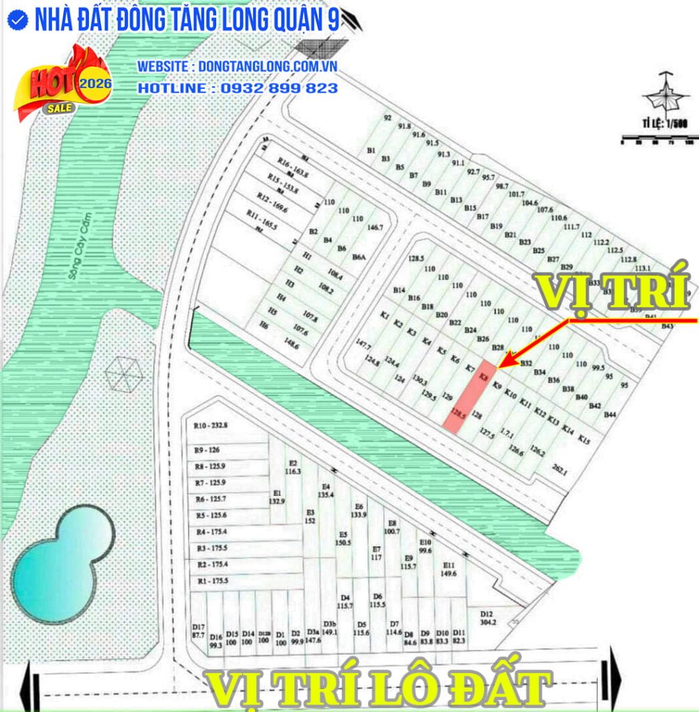 Vị trí nền đất sổ đỏ Tăng Long River View